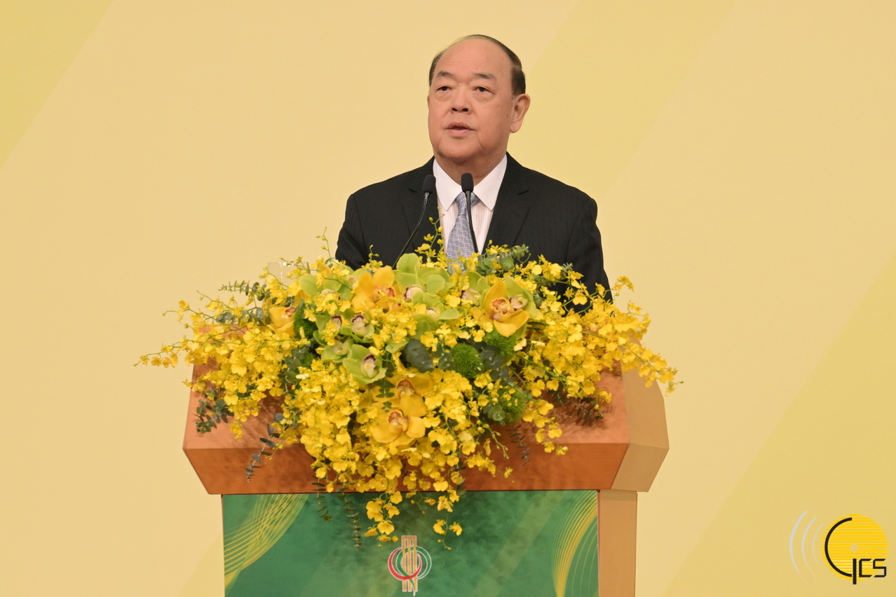 Chefe do Executivo, Ho Iat Seng, discursa no jantar de boas-vindas no âmbito da 6ª Conferência Ministerial do Fórum para a Cooperação Económica e Comercial entre a China e os Países de Língua Portuguesa (Macau).