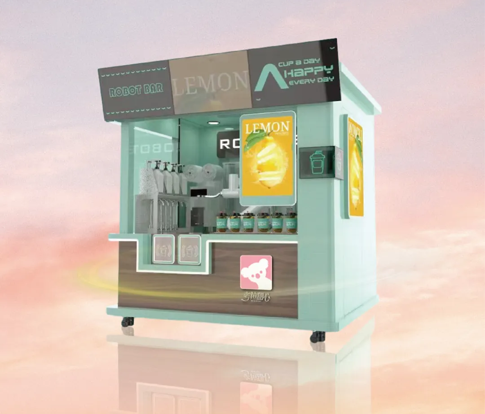 Máquina automática de venda de chá com leite